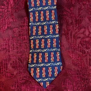 Christian Dior Red and Blue 100% Silk Men's Tie